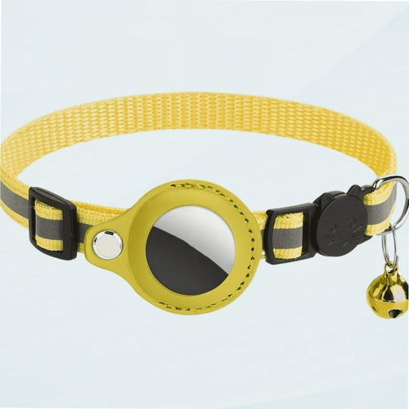 Airtag Cat Collar Breakaway for Apple Airtag,Detachable and Adjustable GPS Pet Collar with Safety Buckle for Kitten and Puppy. (Yellow)