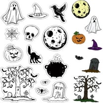 Halloween Day Clear Silicone Stamp Transparent Rubber Stamps Pumpkin Skull Ghost Eagle Reusable Seal Stamps for DIY Scrapbooking Journaling Card Making Decor Photo Album Decorative DIY