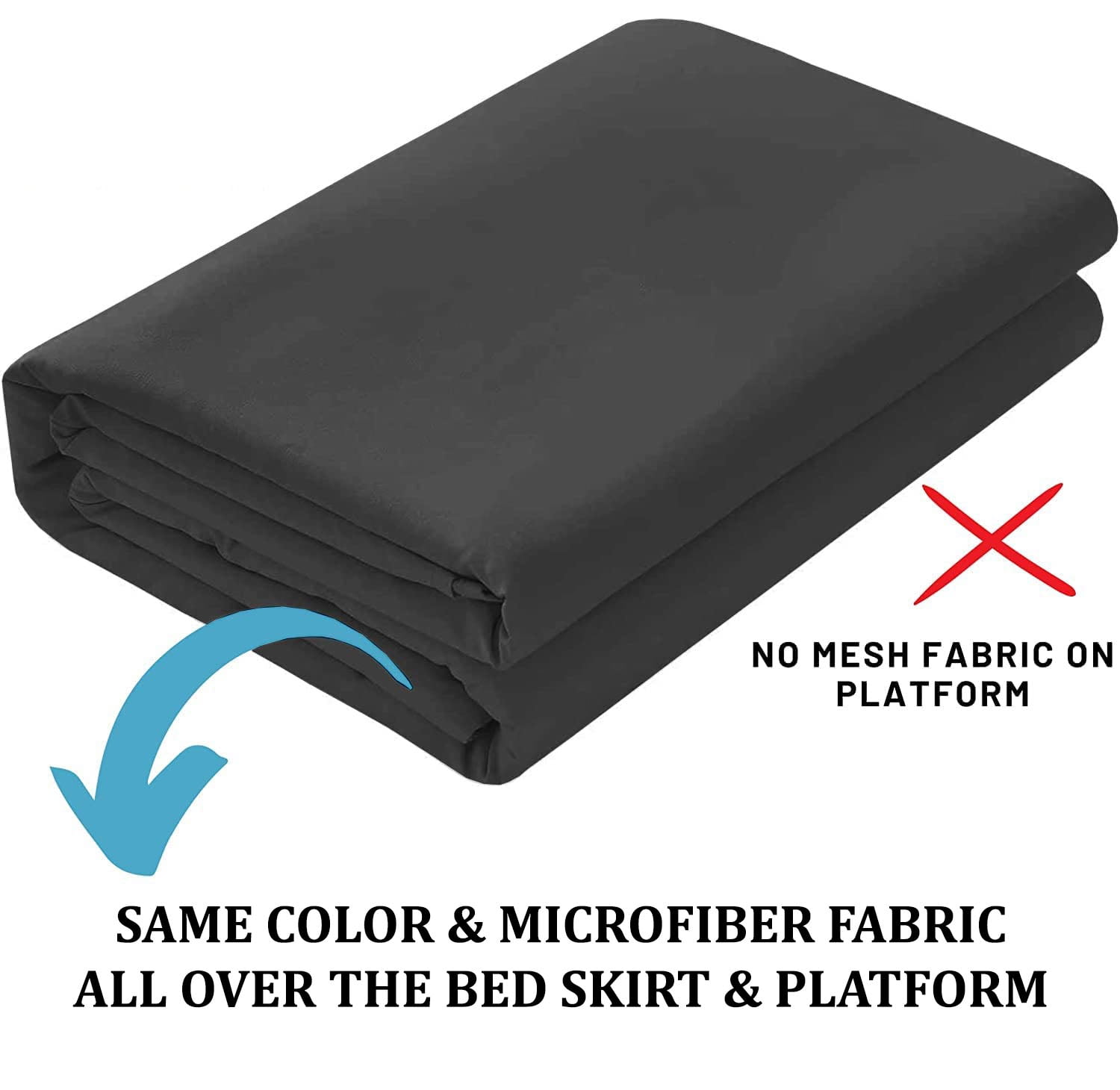 SKY BEDDINGS King Size Ruffled Bed Skirt with Split Corners - King 16 Inch Drop Dust Ruffle Bed Skirt with Platform Three Sided Coverage - 100% Microfiber Bed Skirt, Dark Grey