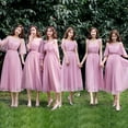 thumbnail image 4 of Bridesmaid Dress Women's Mid-length Sisters Slimming Shoulder Fairy Elegant Evening Dress Host Performance, 4 of 6