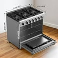 thumbnail image 6 of Litake 36” Freestanding Gas Range Stove with 6 Sealed Gas Burner & 6.0 Cu.Ft Electric Convection Oven, Stainless Steel Dual Fuel Range, Slide-In Gas Range Combo for Home and Commercial Use, 6 of 7