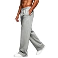 thumbnail image 5 of Mens Fleece Lined Sweatpants, Loose Fit Straight Leg Joggers, Drawstring Elastic Waist Casual Pants For Winter Daily Wear Gray 2XL, 5 of 6