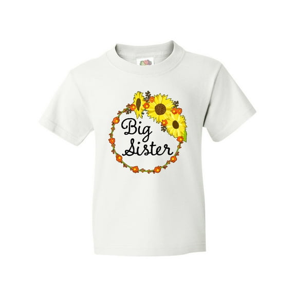 Inktastic Big Sister Sunflower Wreath Youth T-Shirt