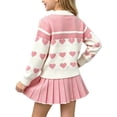 thumbnail image 5 of Agkizg Kids Girls Clothing Set Pullover 2 Piece Outfit Knit Crewneck Top Midi Skirt Casual Set, 5 of 6