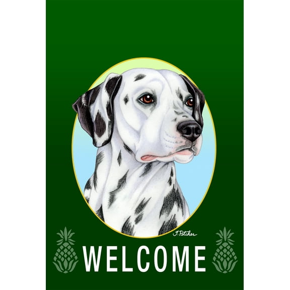 Dalmatian - Best of Breed Welcome Pineapples Garden Flags. Flag is 12" x 17"