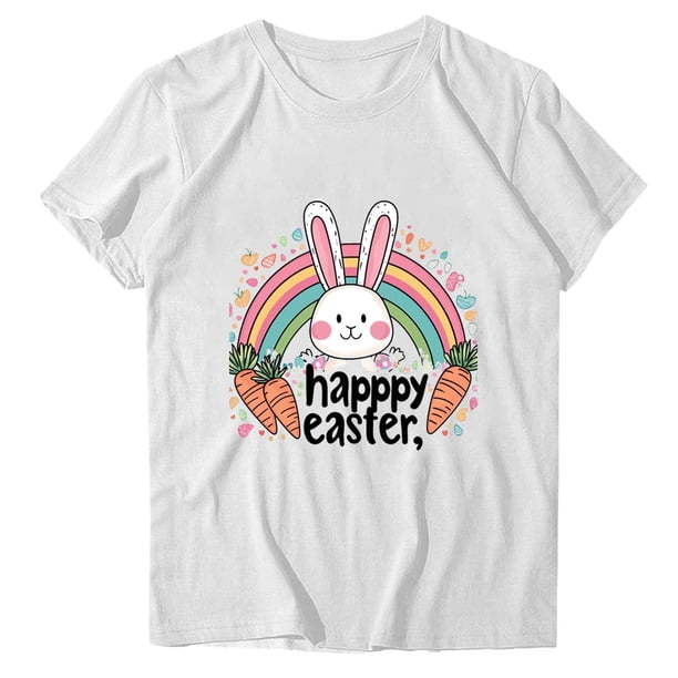 Camisetas de Manga Larga de las Mujeres, Impresión de Pascua Suelto Casual Cuello Redondo Suéter