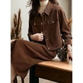 thumbnail image 5 of Retro Workwear Corduroy Suit Two-Piece Waist Jacket and Skirt, Brown, Medium, 5 of 5