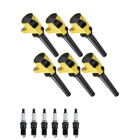 Set of 6 ISA Heavy Duty Ignition Coils and 6 Spark Plugs for 2001-2006 Ford Escape & Mazda Tribute 3.0L Replacement for FD502