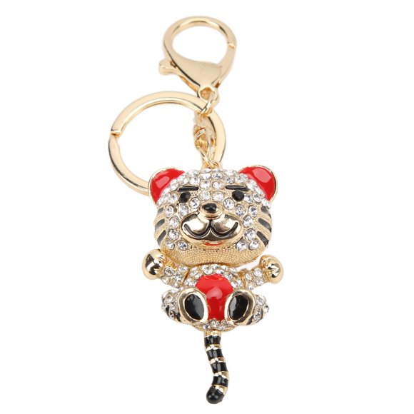 Ecomeon Animal Keychain,Keychain Pendants Small Cute Tiger Shape Rhinestone Studded Keychain for Car Pendants Bag Decoration Gift,Tiger Keychain