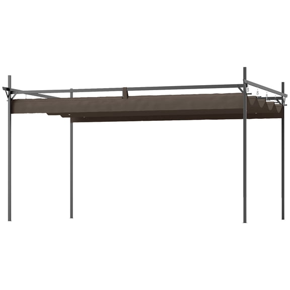 10'x13' Metal Retractable Pergola Canopy, Adjustable Patio Shade for Garden, Backyard, Deck, Brown