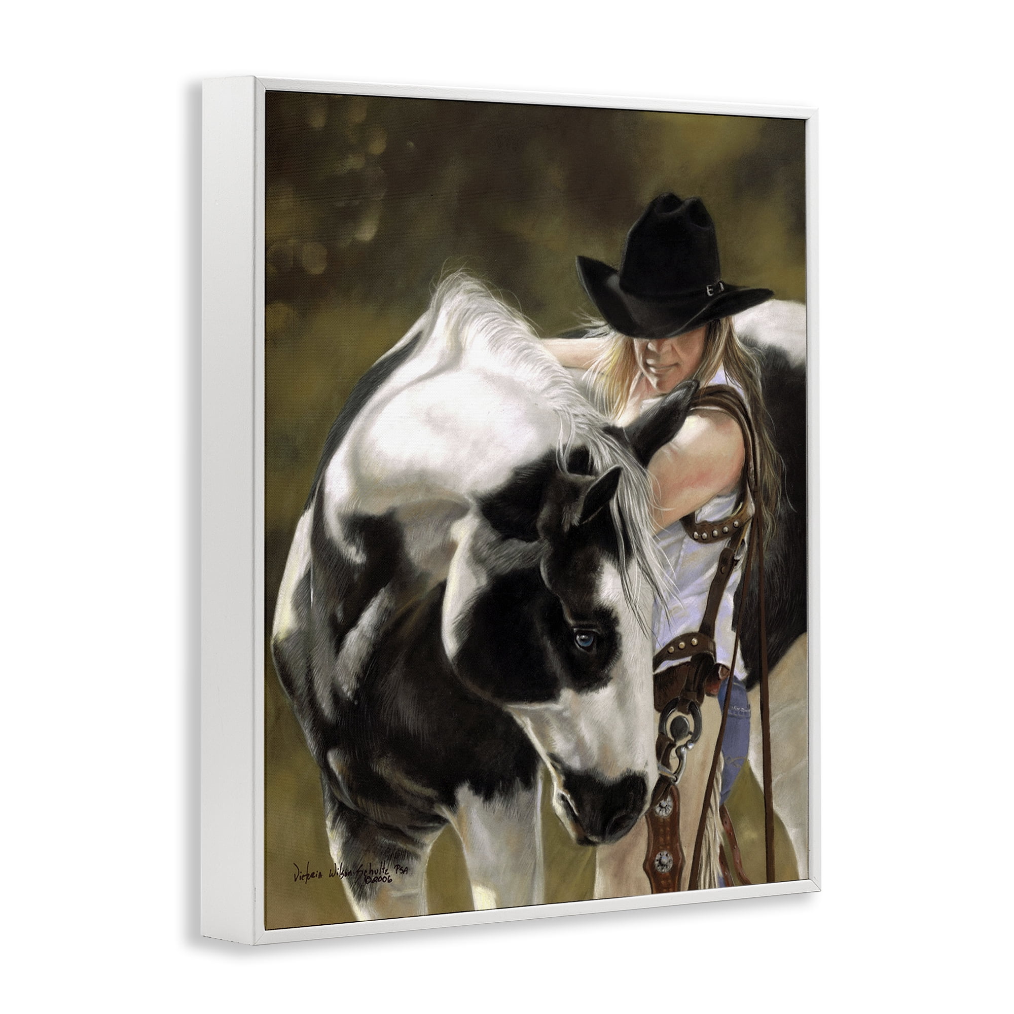 Stupell Industries Cowgirl & Spotted Horse Animals & Insects Painting White Framed Art Print Wall Art, 24 x 30