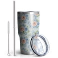thumbnail image 2 of 30oz Pioneer Flower Floral Print Pattern Tumbler, Double Wall Vacuum Insulated Cup, BPA-Free Leak Proof Lid & Reusable Straws, Hot 12h, Cold 34h, 2 of 6