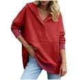 thumbnail image 4 of vigerkar Women's Casual Long Sleeve Sweatshirt Loose Henley Neck Pullover Tunic Tops Fashion Outfits (Wine, M), 4 of 9