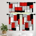 thumbnail image 6 of Red Black Grey Kitchen Curtains Set 3 Piece for Windows Curtains Valance and Tier Set 36 Inch Modern Rod Pocket Short Tier Curtain for Bathroom Abstract Cafe Curtains for Living Room Windows, 6 of 6