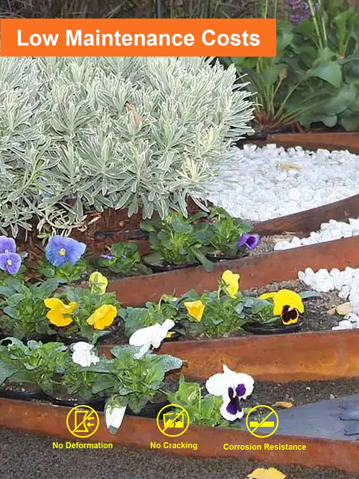 Vinci Landscape Edging Border, 40" L x 4" H 3Pack 10FT Total Rusted Corten Steel Garden Edging with Spikes, Sturdy Elegant Metal Lawn Broder for Flower Beds, Pathways, Paver Edges and Yard