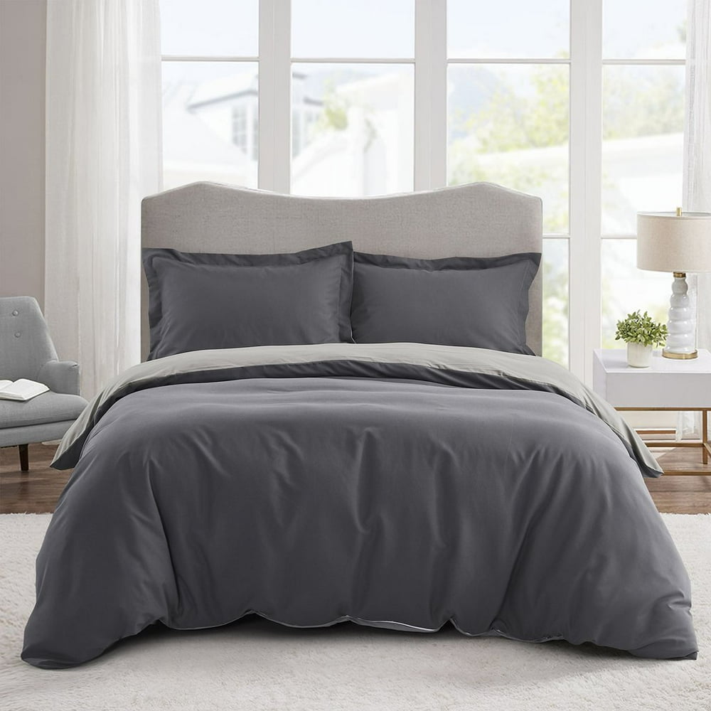 3 In 1 Duvet Kingsize 3 Piece Duvet Cover Set King Size Gray - 100% Hypoallergenic Microfiber