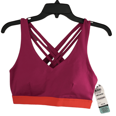 

Ideology Womens Bold Berry Pink Colorblock Low-Impact Padded Sports Bra Size M