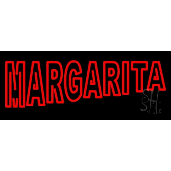 Double Stroke Red Margaritas LED Neon Sign 10 x 24 - inches, Clear Edge Cut Acrylic Backing, with Dimmer - Bright and Premium built indoor LED Neon Sign for restaurant window and interior decor.