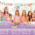 thumbnail image 6 of Birthday Party Tableware, Happy Birthday Plates Set Birthday Cutlery Including Birthday Paper Plates Birthday Napkins Forks and Tablecloth for Birthday Supplies, Purple, 6 of 7