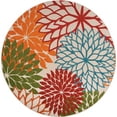 thumbnail image 1 of 8 ft. Round Green Floral Indoor & Outdoor Area Rug, 1 of 1