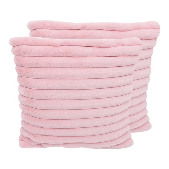 Milisten Pink Polyester Faux Fur Pillowcase Simple Design for Pillow Protecting 2Pcs