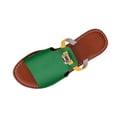 thumbnail image 2 of Fankiway Women's Rhinestone Buckle Flip Flops Flat Open Toe Beach Sandals Comfortable Plus Size Non-Slip Summer Green 5.5, 2 of 7
