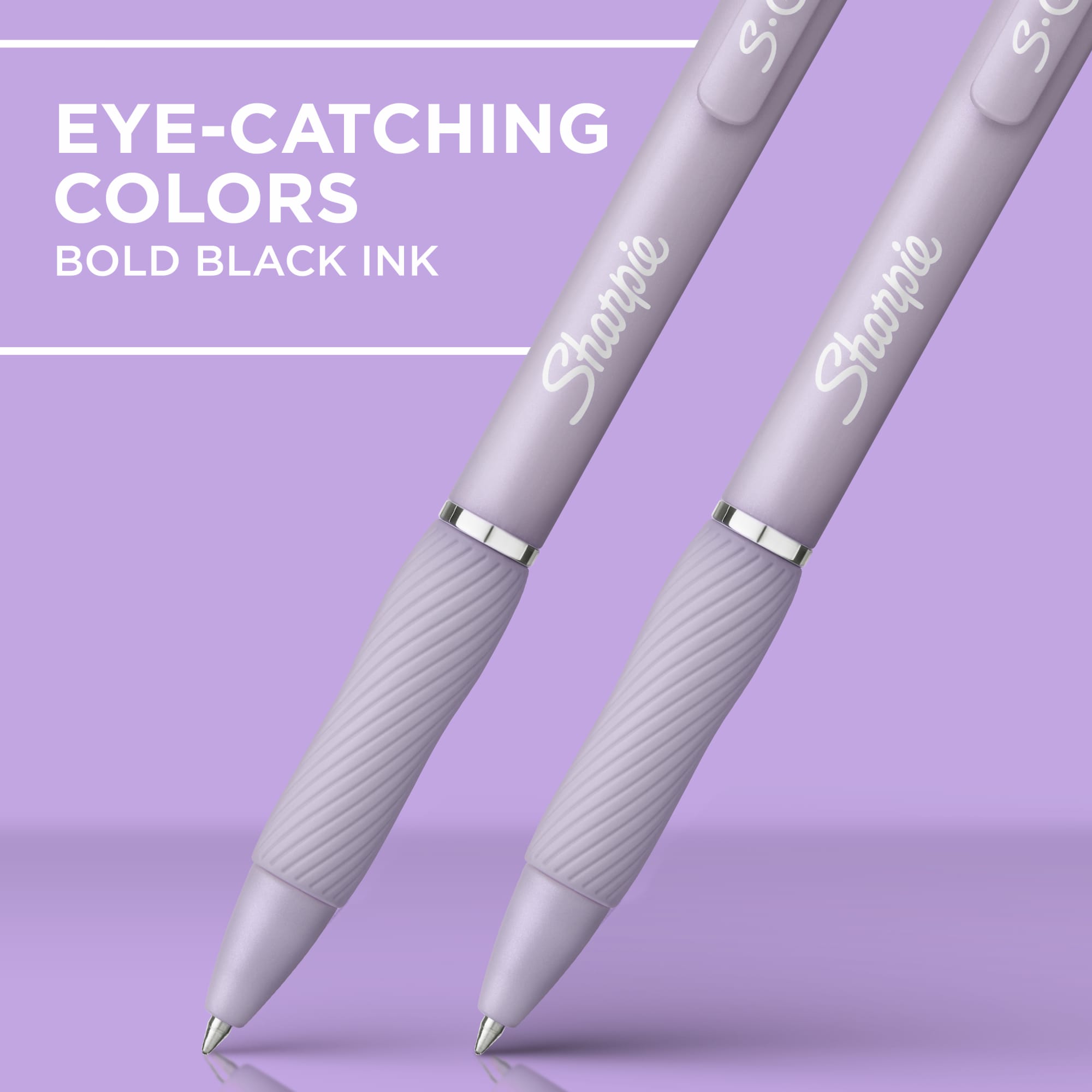 Plumas de gel Sharpie S-Gel, punta mediana (0.7mm), cuerpo violeta, tinta negra, 4 piezas 3