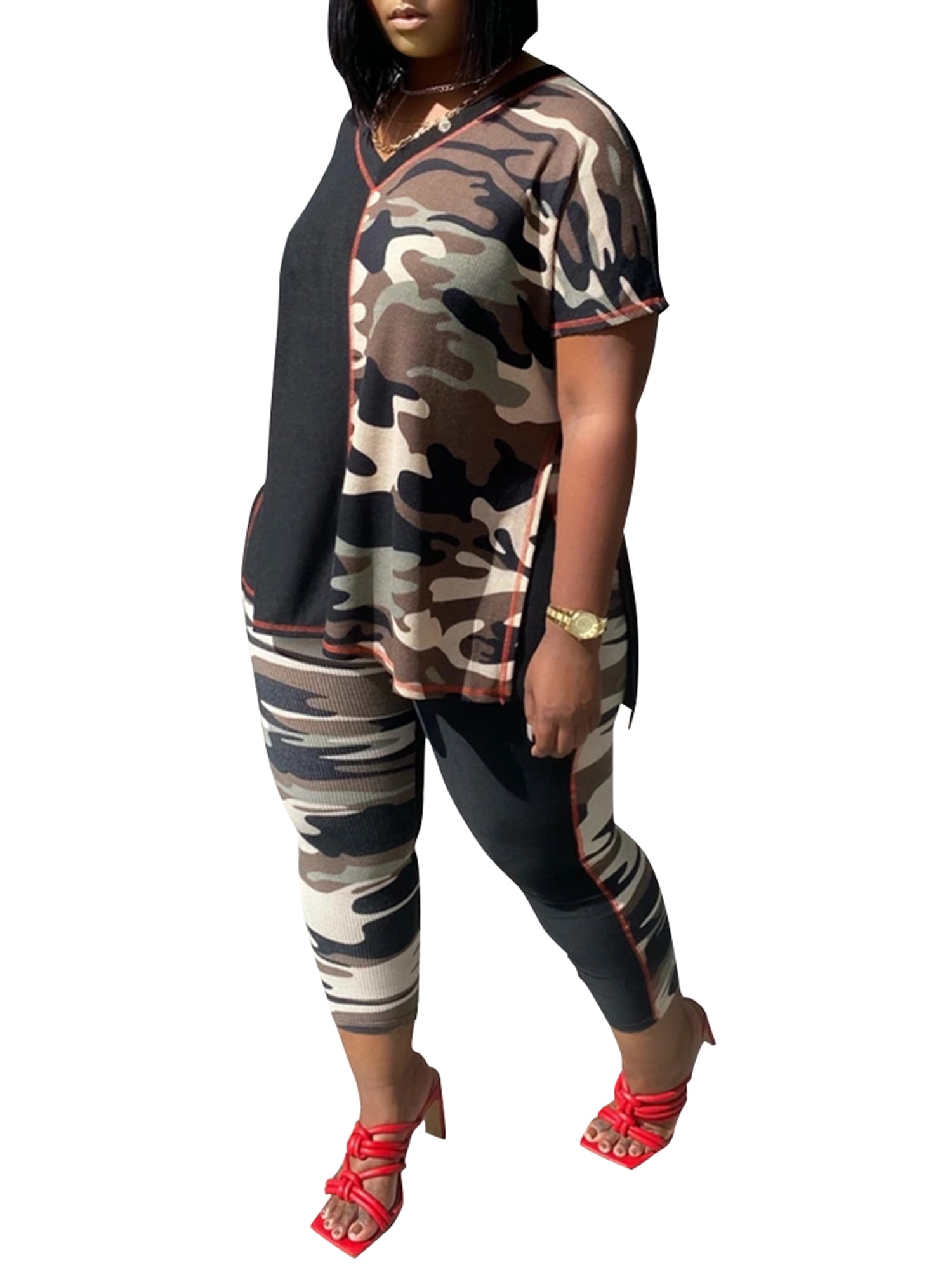 plus size camo tracksuit