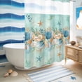 thumbnail image 5 of No Hook Shower Curtain, Beach Coastal Teal Shower Curtains for Bathroom with See Through Top Window, Nautical Shell Starfish Coral Summer Waterproof & Washable Bath Curtain Stall 48"x72", 5 of 9