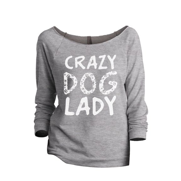 Crazy Dog Lady Women's Fashion Slouchy 3/4 Sleeves Raglan Lightweight Sweatshirt Sport Grey Small