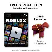 Roblox 75 Digital Gift Card Includes Exclusive Virtual Item Digital Download Walmart Com Walmart Com - how much robux can i get out of 34 dollars