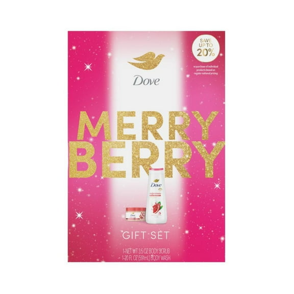 Dove Limited Edition Merry Berry Set Pomegranate & Hibiscus Rejuvenating Body Wash & Scrub, 2 Count