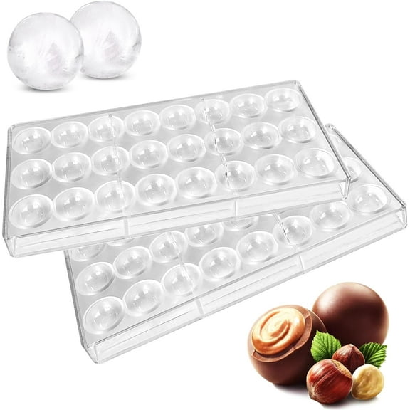 Chocolate  Candy Molds Polycarbonate, Including Making DIY Chocolate, Ice Cubes, Sweets, Wedding Cake, 24 Cavities, Hollow Body Moulds Set of 2