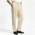 thumbnail image 4 of LODIENY Casual Dress Pants for Men Pleated Old Money Straight Leg Baggy Suit Slacks Fall Relaxed Fit Slacks Work Trousers with Pockets Beige XXL, 4 of 6
