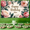 thumbnail image 5 of LUUFILx Floral Happy Birthday Backdrop Banner Elegant Peony Decoration for Birthday Party Supplies Background Photography Props Festive Celebration Decor, 5 of 7