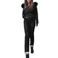 thumbnail image 3 of QATAINLAV Womens Onesie Ski Suit Winter Outdoor Sports Waterproof Snowsuit Faux Fur Collar Zip Jumpsuits Puffer Jacket, Black, S, 3 of 8