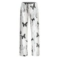thumbnail image 6 of Women Pajama Pants High Waisted Women Printed Elastic Waistband Drawstring Pocket Fashionable Pajama Full Length Pants Gray M, 6 of 6
