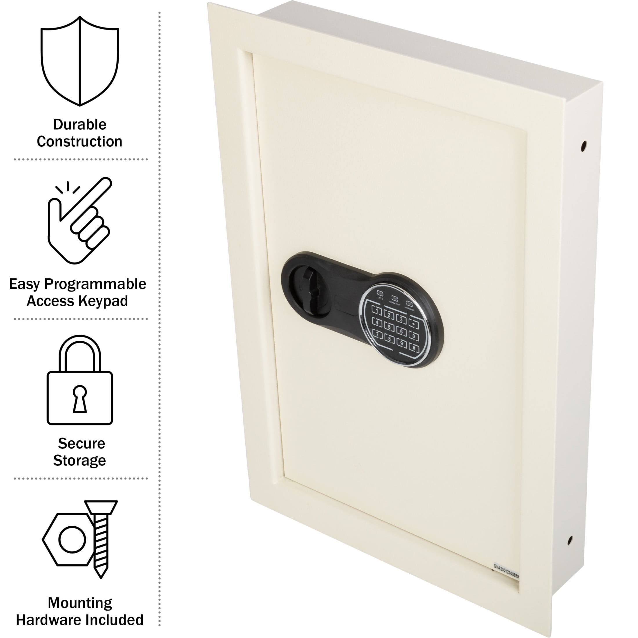 Paragon Safes In-Wall Safe with Digital Keypad and 2 Override Keys (Cream)