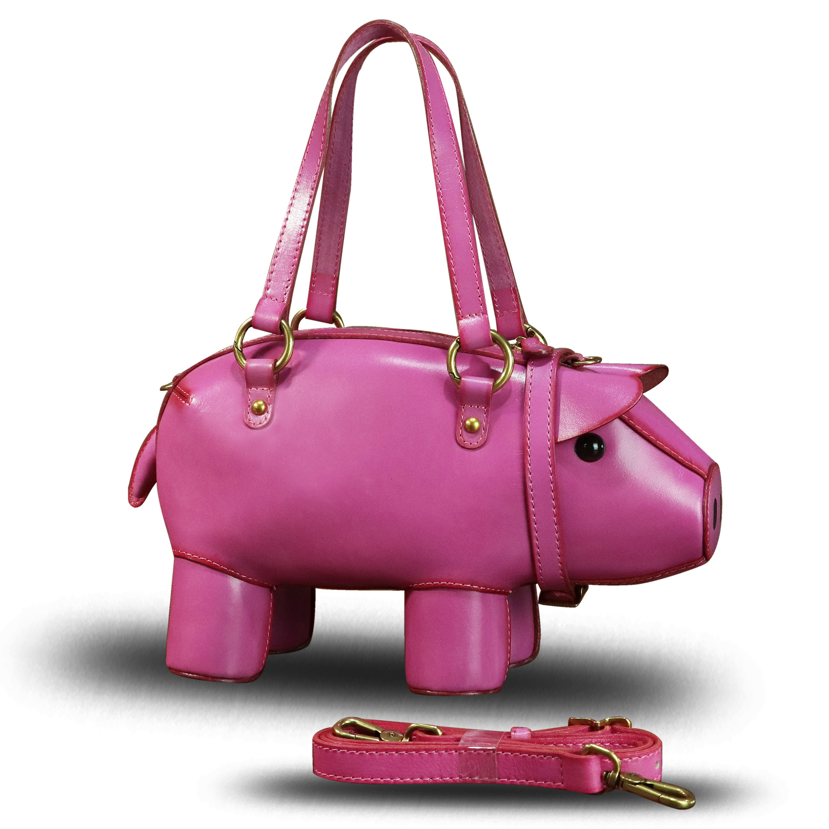Genuine Leather Purse and Handbag for Women Pig Shape Crossbody Shoulder Bag