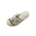 thumbnail image 4 of Men Women Cotton Linen Open Toe Home Slippers Anti-slip Flat Indoor Shoes, 4 of 4