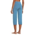 thumbnail image 3 of BALEAF Yoga Pants for Women Capris High Waist Leggings with Pockets Wide Leg Exercise Workout Crop Straight Open Bottom Niagara M, 3 of 6