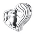 thumbnail image 1 of Dije de Cuentas de Corazón de Gato Encantador Bañado en Plata, 1 of 9