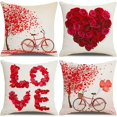 thumbnail image 1 of Funda de cojín decorativa Love para San Valentín, lino, 18 x 18 pulgadas, corazón rojo de amor para decoraciones del día de San Valentín, cita romántica de beso, 1 of 5