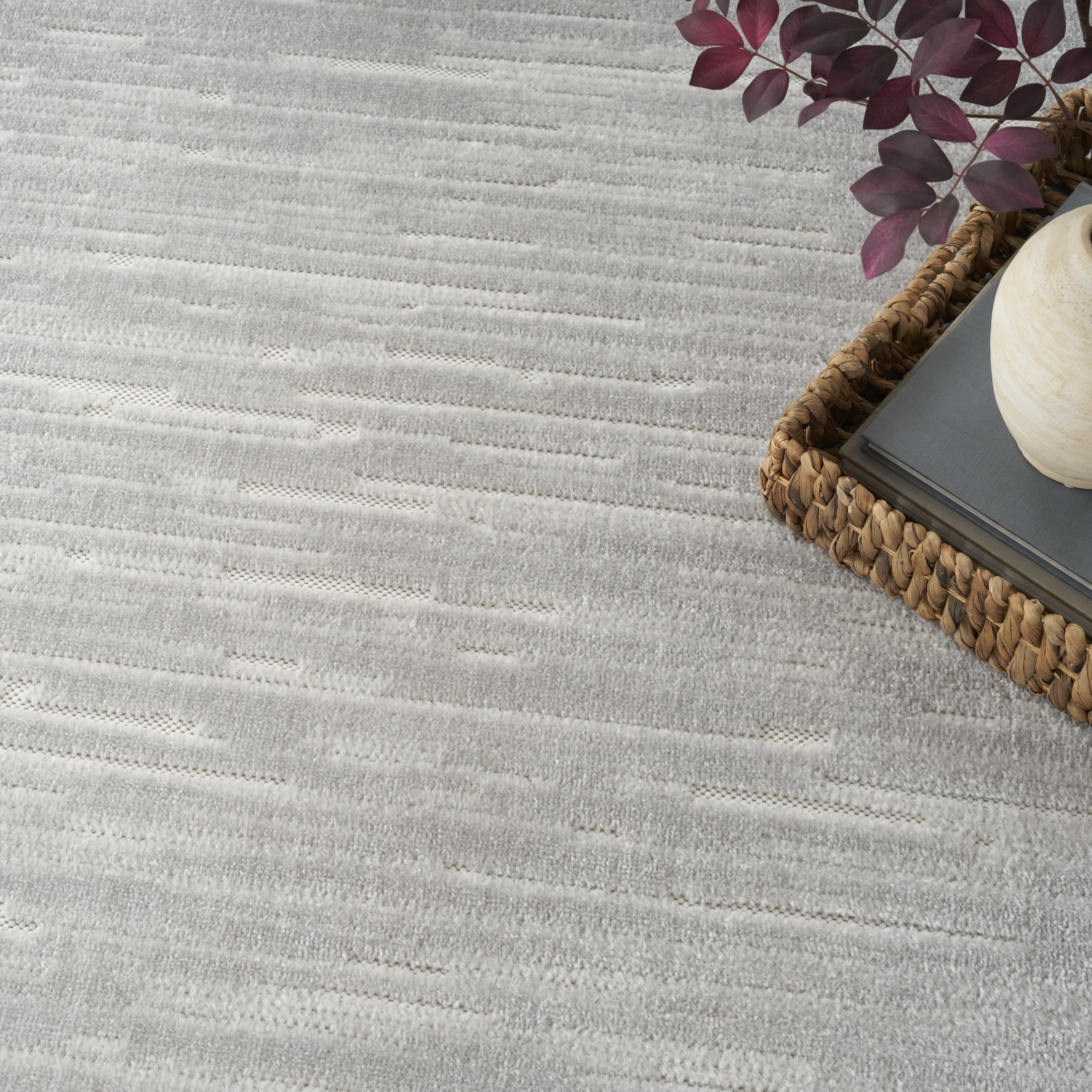 Nourison Casual 7'10" x 9'10" Light Grey Modern Indoor Rug
