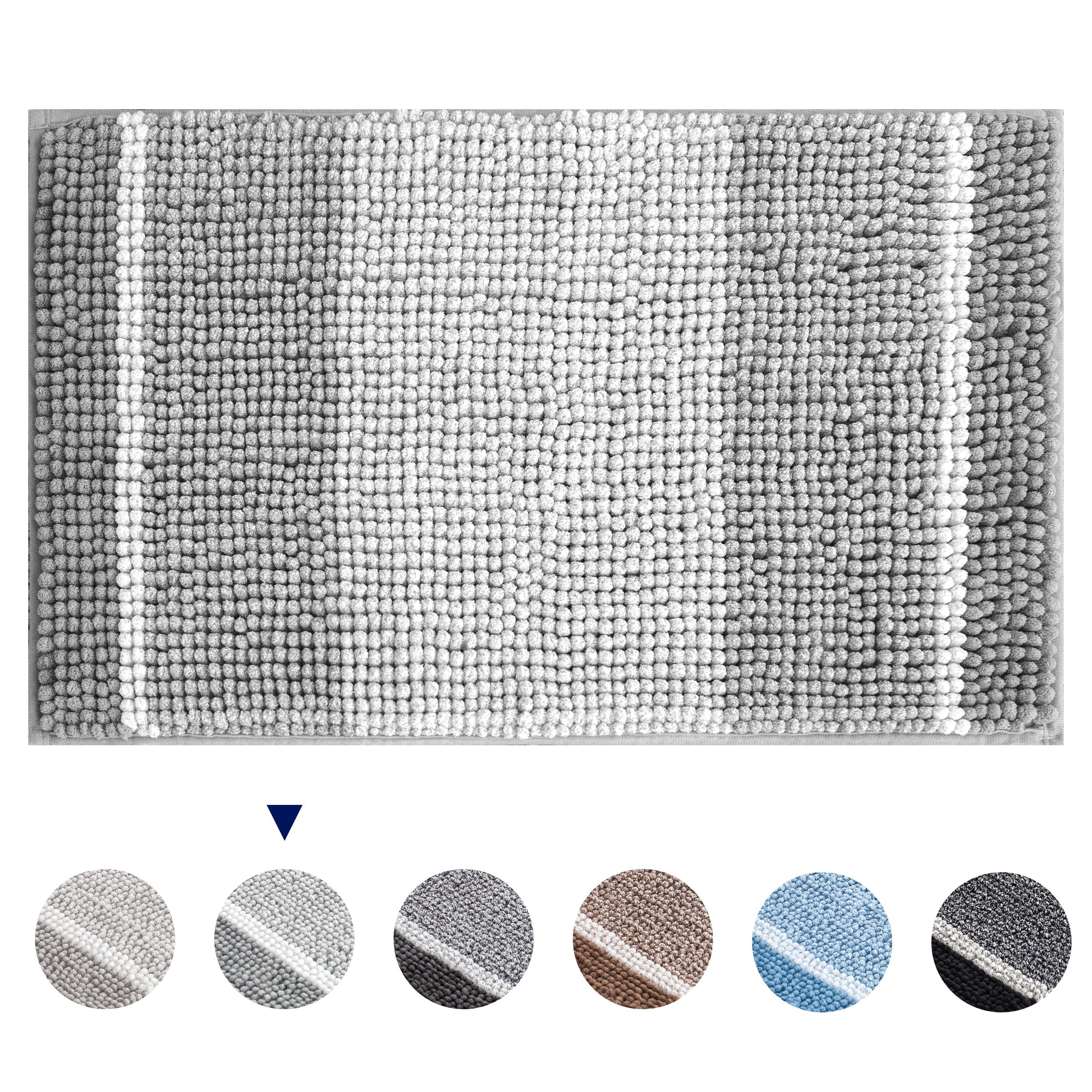 Subrtex Chenille Bathroom Rugs Non-Slip Absorbent Super Cozy Bathroom Mat Carpet (Light Gray,20'x32')