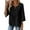 Black03, variant on Boho Tops for Women Lace Shirts V Neck Cotton Linen Trendy Loose Clothes Boho 3/4 Sleeve Fashion Top Army Green 2XL