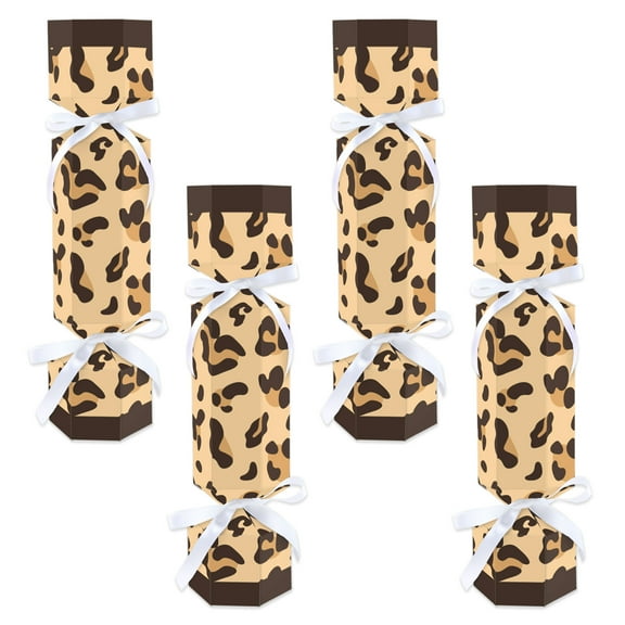 Big Dot of Happiness Leopard Print - No Snap Cheetah Party Table Favors - DIY Cracker Boxes - Set of 12