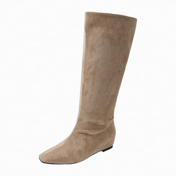 enyan Women's Mid Calf Boot,Round Toe Low Heel Comfort Slouchy Bootie with Side Zipper Womens Boots Mid Calf A,Size 9