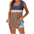 thumbnail image 2 of DeHolifer Tank Top for Women Color Block Square Neck Sleeveless Tank Top Summer Loose Fashion Blouse Brown L, 2 of 5