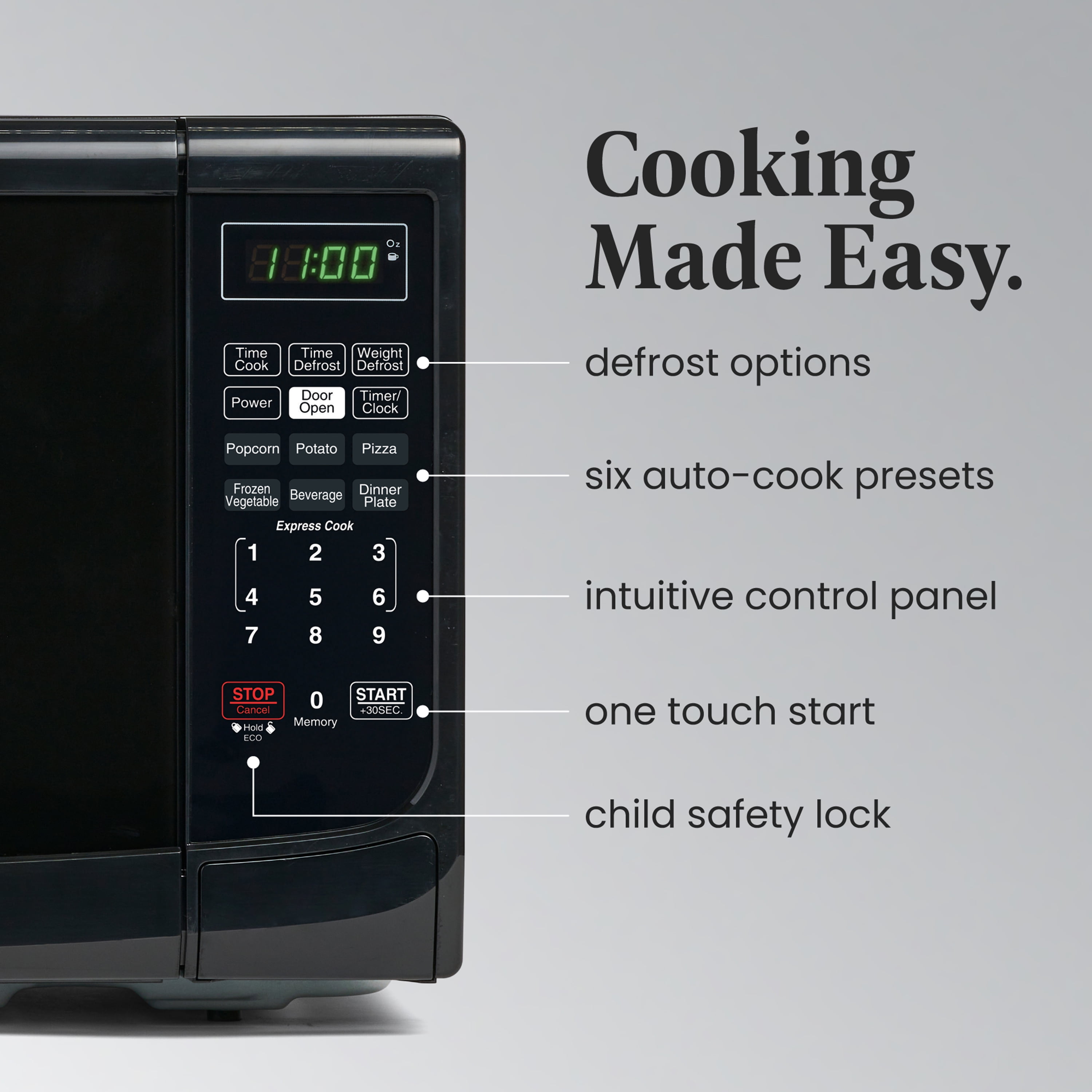 Farberware Countertop Microwave Oven with LED Lighting & Child Lock, 0.7 Cu Ft Black